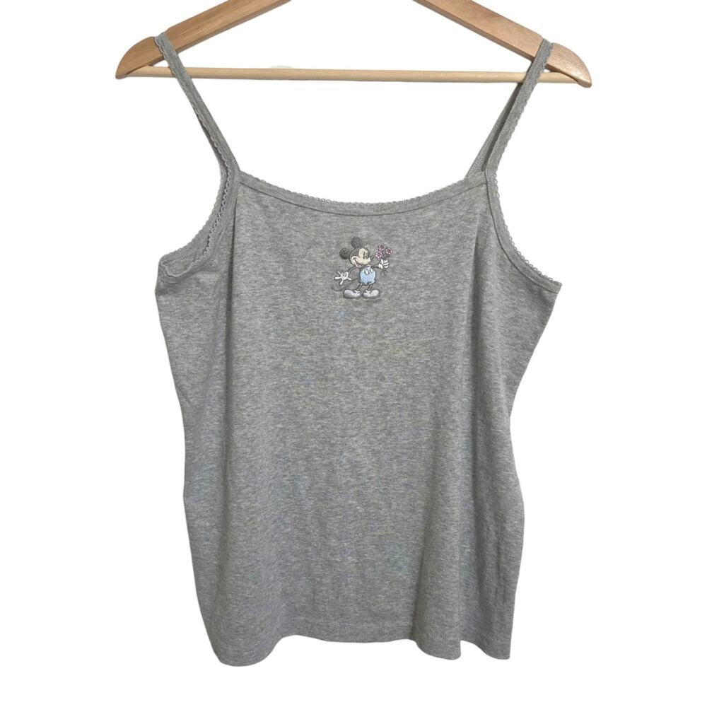 Vintage Disney Store Embroidered Mickey Y2K Babydoll Tank Top Eyelet MEDIUM
